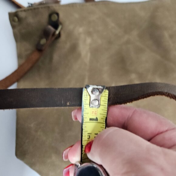 Canvas Shoulder Bag In Blue Waxed Canvas Farmers Market Tote Shoulder Bag - Picture 16 of 16